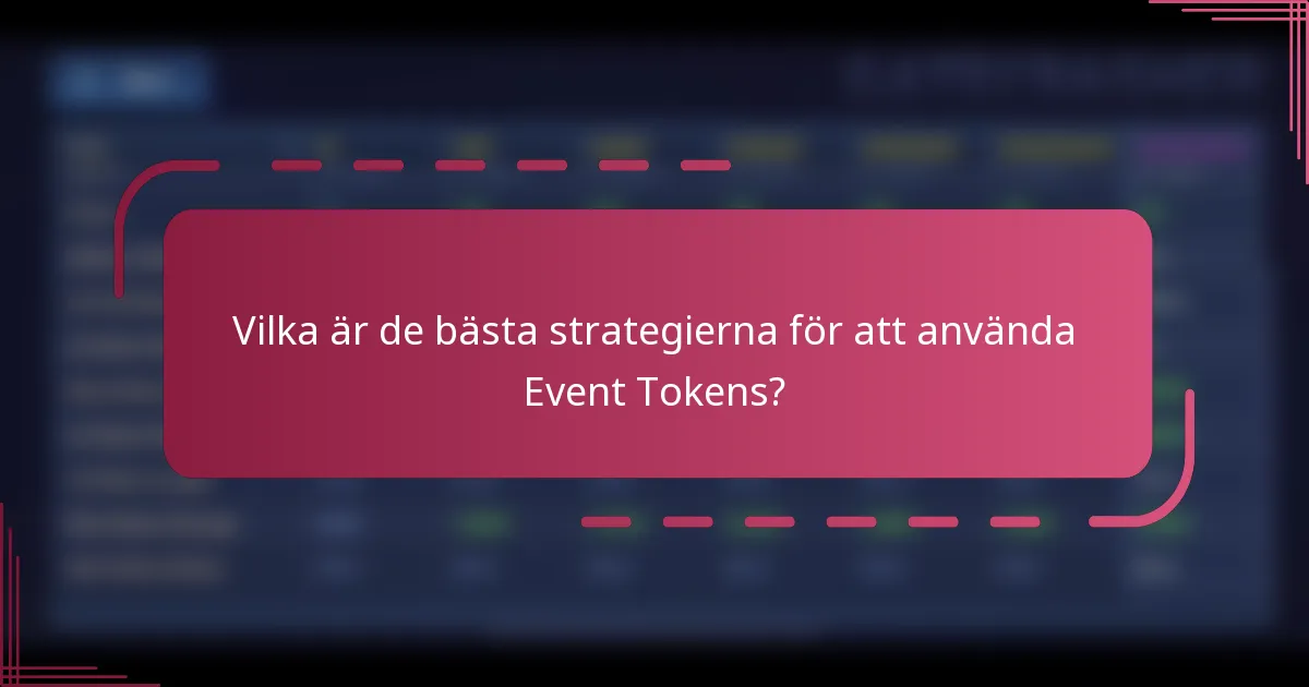 Vilka är de bästa strategierna för att använda Event Tokens?